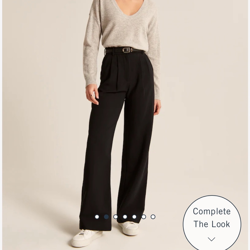 Abercrombie & Fitch A&F Women Sloane Tailored Pants Ultra High Rise Black 0 25”